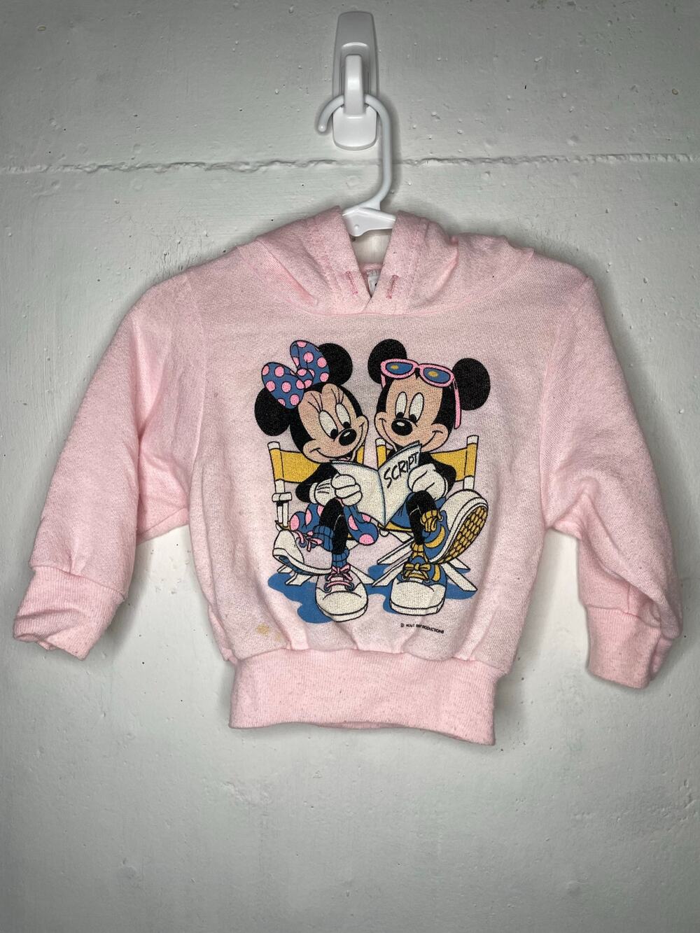 VINTAGE Disney Infant Hoodie Front Back Graphic Print Directors Chairs Script